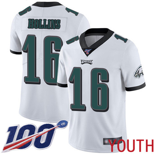 Youth Philadelphia Eagles 16 Mack Hollins White Vapor Untouchable NFL Jersey Limited Player Season